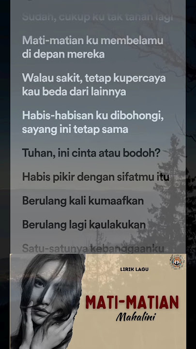 Lirik Lagu Mati-Matian - Mahalini #shorts