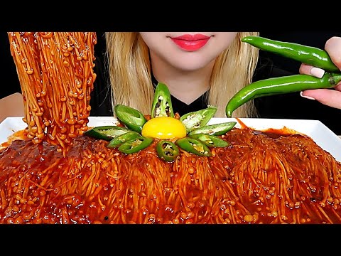 ASMR SPICY ENOKI MUSHROOMS Mukbang Eating sounds