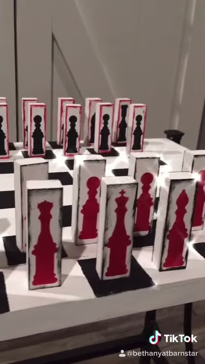 TikTok Paint a Chess Board on a Table with Stencils - Painted Checker Board #Shorts