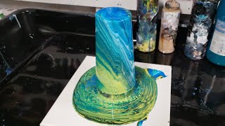 Acrylic pour on a cold drink tumbler