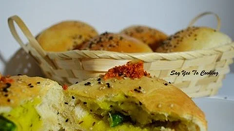 Baked Vada Pav ( Stuffed Buns ) with Crispy Garlic...