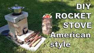 DIY rocket stove American style + scheme of construction