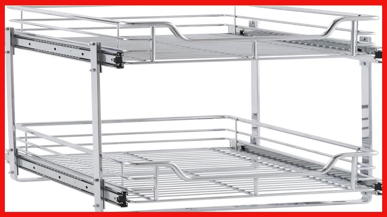 Household Essentials C21521-1 Glidez Dual 2-Tier Sliding Cabinet Organizer, 14.5 Wide, Chrome