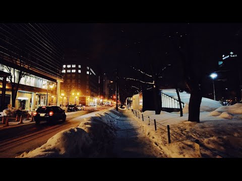 Walking in the night Snowfall Sapporo, Hokkaido JAPAN | 4K ASMR | Snowscape Ambience Winter Walk