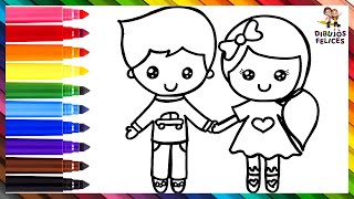 Dibuja y Colorea A Niños: Un Niño Y Una Niña 👦💖👧🌈 Dibujos Para Niños -  thptnganamst.edu.vn