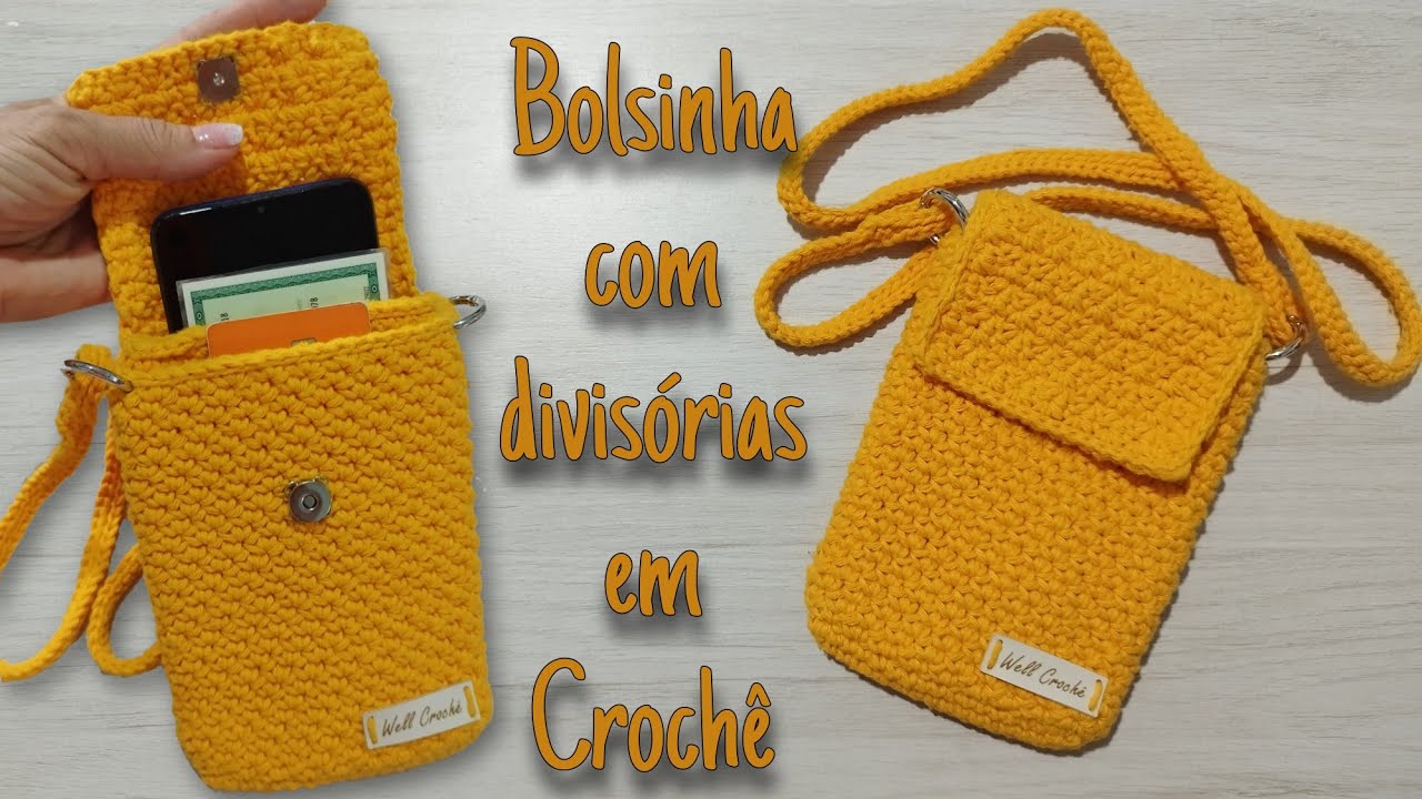 Bolsinha com divisórias em Crochê