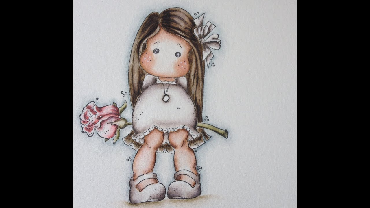Tutorial: Coloring with Distress Marker - Tilda with Cross Necklace ...