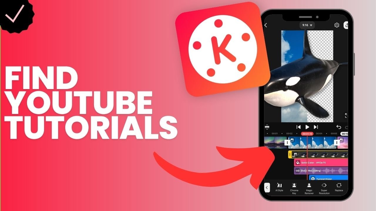 Как найти обучающие видео на YouTube в Kinemaster?