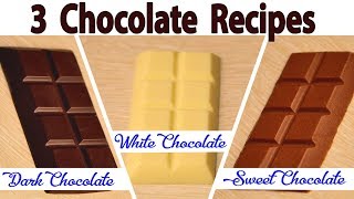 3 Minutes 3Chocolate Recipes ३ मिनटोमै ३ डार्क स्वीट वाइट चॉकलेट रेसिपी घरपर आसानी से बनाये