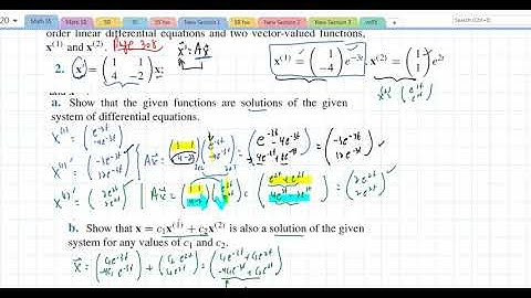 Math 55 Section 7.4 Basic Theory of Systems of First-Order Linear Equations