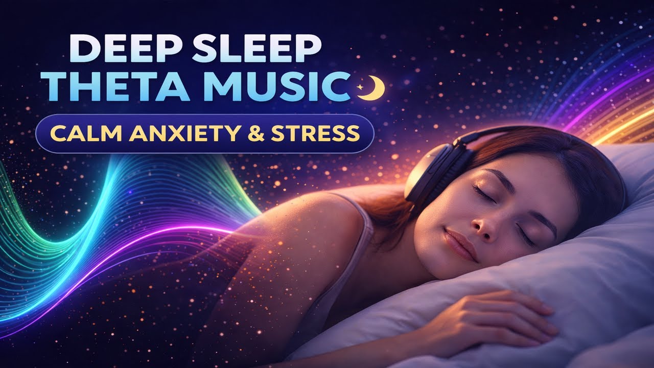 Deep Sleep THETA Binaural Music 🌙 3 Hours | Slow Brainwaves for Anxiety, Stress