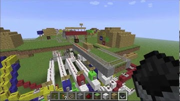 Redstone Minecart 2 lane 4 way intersection