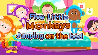 five little monkeys jumping on the bed nursery popular rhymes english song for kids music