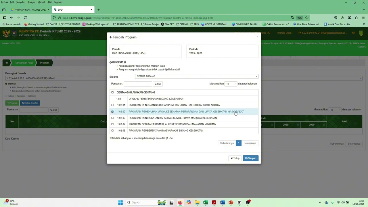 TUTORIAL INPUT RENSTRA KAB.INHIL TAHUN 2025-2029 SIPD RI