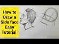 How to draw a face side view male Face Drawing with basics EASY tutorial step by step for beginners