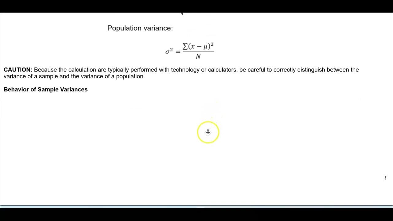 Math 14 6.3 Sampling Distribution of the Sample Variance; Biased and