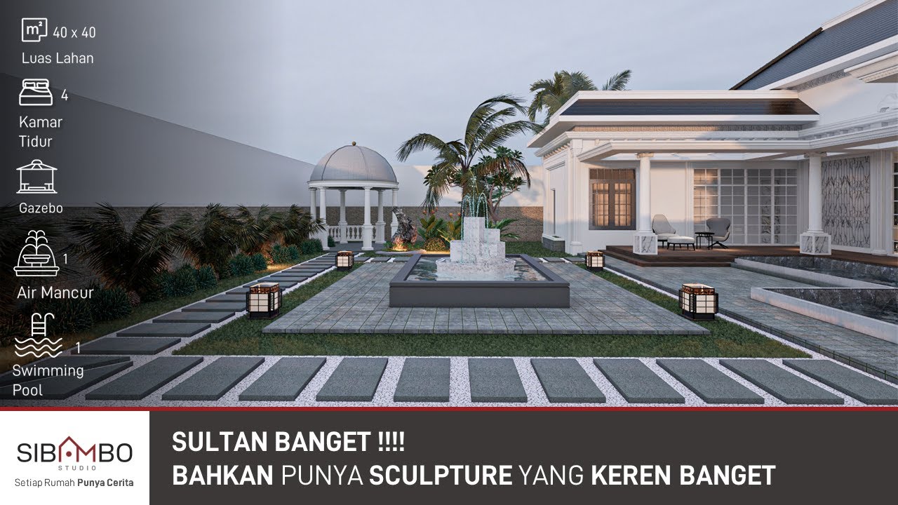 Desain Rumah Mewah Classic | Classical Luxury house design concept 395 sqm | di Lahan 40x40 Meter