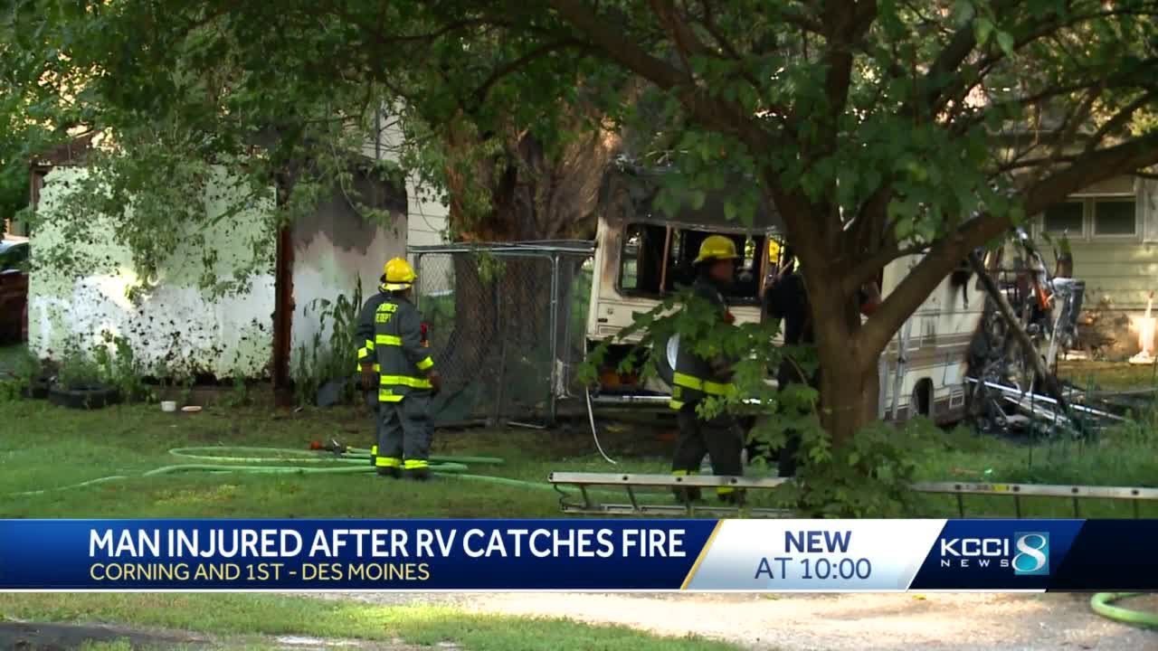 RV catches fire in Des Moines