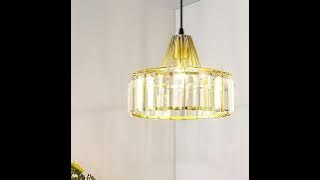 Dazuma_Ceiling Lights_Drum-shaped Crystal Metal Modern Chandelier Pendant Light Hanging Lamp