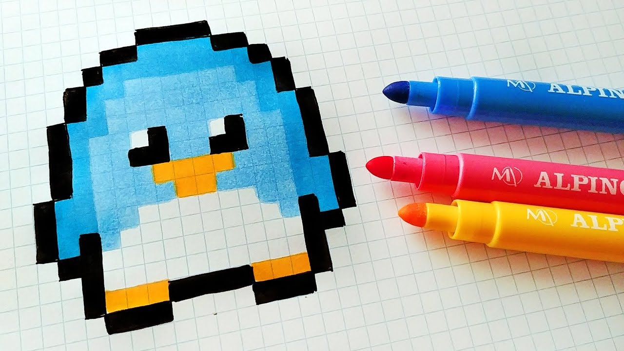 Handmade Pixel Art - How To Draw Kawaii Penguin #pixelart