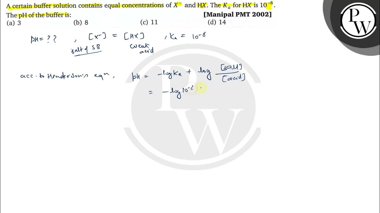 A certain buffer solution contains equal concentrations of \( X