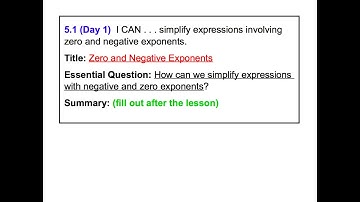 5.1 Day 1 - Zero and Negative Exponents