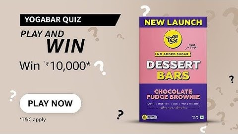 Amazon Yogabar Spin and Win quiz Answers, Win 10000, Quiz on May