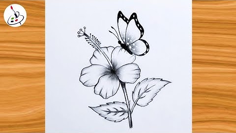 How to draw a Butterfly on Flower||Simple Pencil Sketch||Easy Drawing ideas for Beginners 