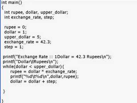 Exchange Rate C program V2
