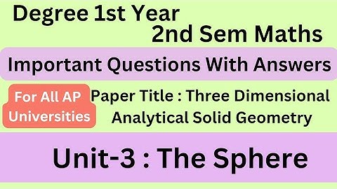 Degree 2nd semester maths unit-3 imp questions with answers #three_dimensional_geometry #bscmaths