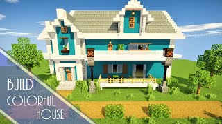 【マイクラ建築】かわいいカラフルの家 (外装) 作り方【Minecraft】