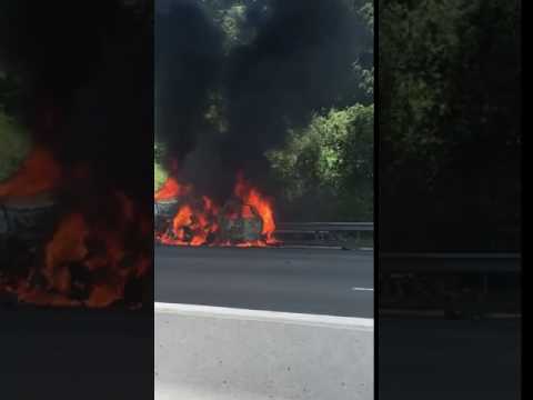 Car fire on Route 80 W.