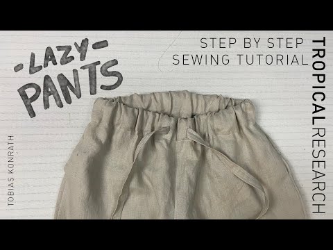 Linen Jogger Sewing Tutorial  Lazy - Pants  , pdf pattern print at home  with multiple sizes 