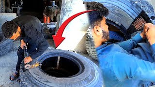 Amazing skill of Repairing a Hard Impact Sidewall Truck Tire | how restoration of old damage tires