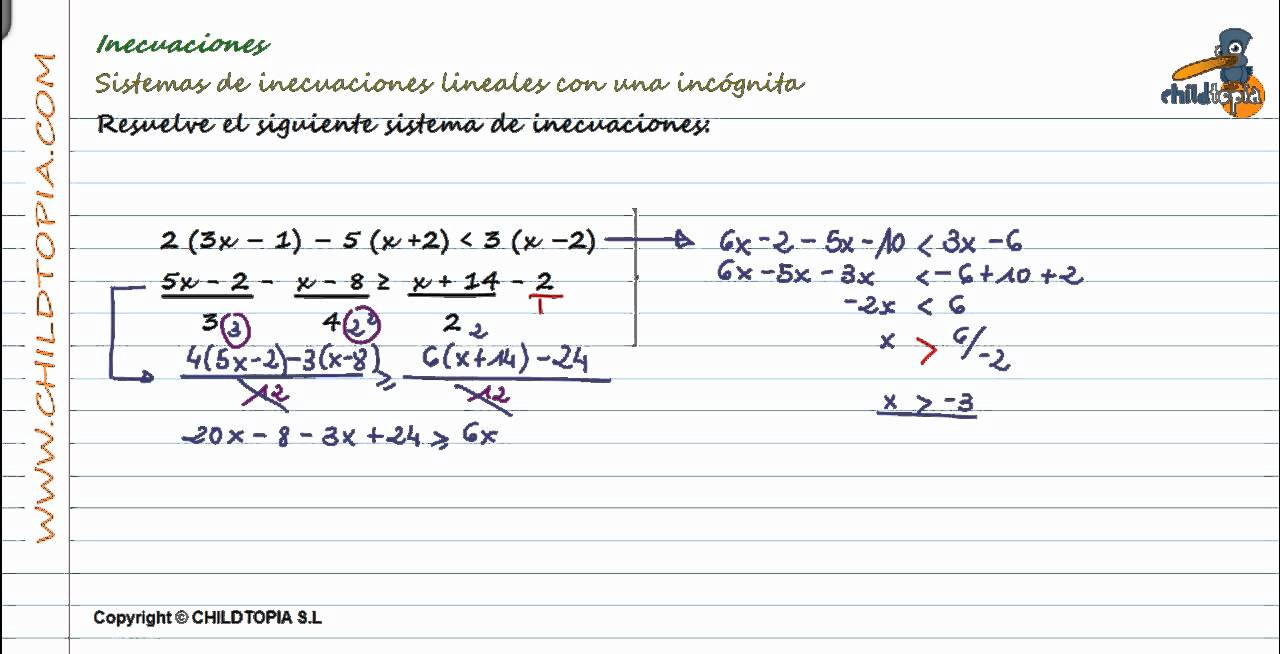 Inecuaciones: Sistemas de inecuaciones lineales con una incognita. 4º