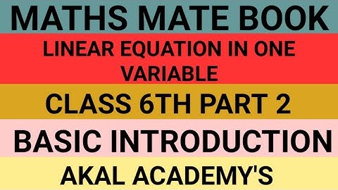 Linear Equation in one variable||Class 6th||Chapter 8th ||Exercise 8.1||Maths Mate Madhubun book||