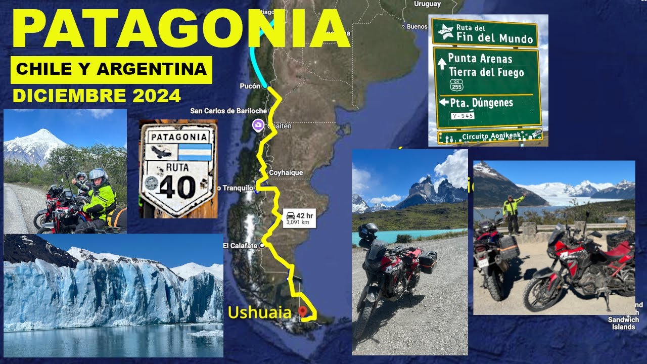 Patagonia de Chile y Argentina en moto por RUTA 40,  hasta USHUAHIA y regreso a Puerto Natales 2024
