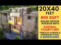 20X40 feet Small Villa with Luxurious Central Courtyard & Terrace Swimming Pool | T.T Table in House