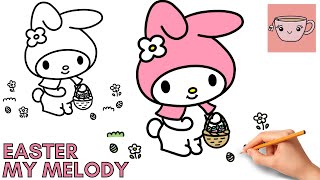 How To Draw My Melody | Easter | Sanrio | Bunny Cute Kawaii | Step By Step Drawing Tutorial