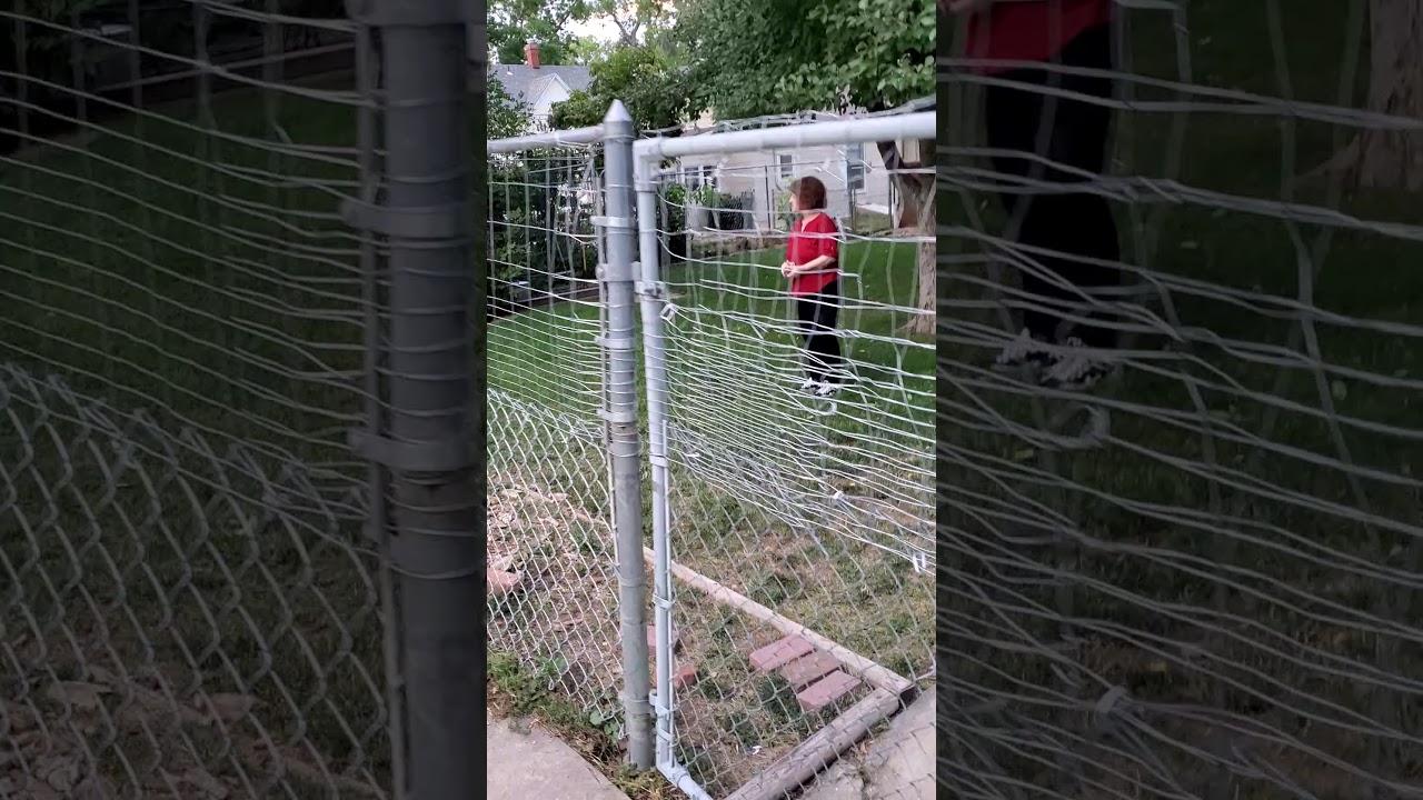 Chain link fence extension made the fence taller to help trap the dog