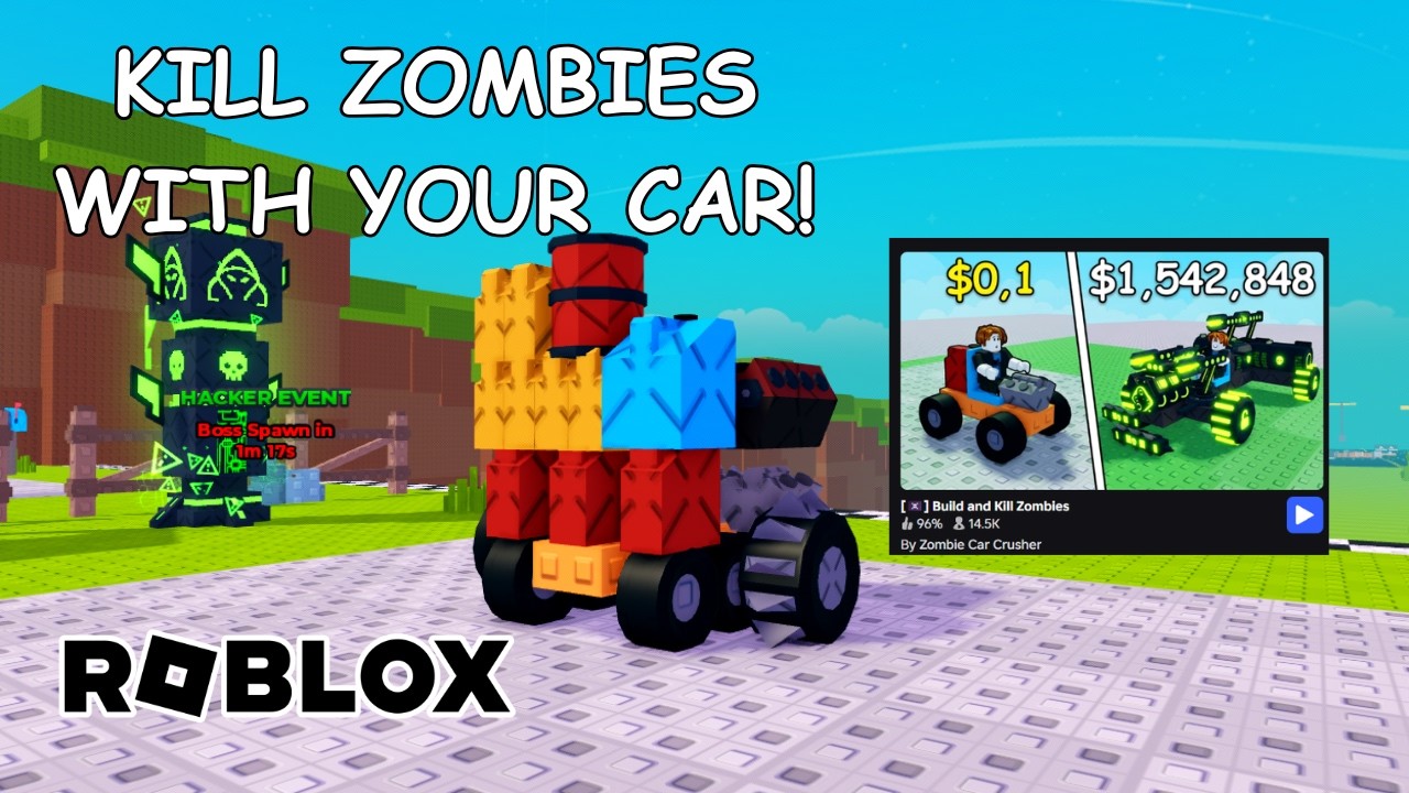 KILL ZOMBIES WITH YOUR CAR IN BUILD AND KILL ZOMBIES ROBLOX gameplay thumbnail