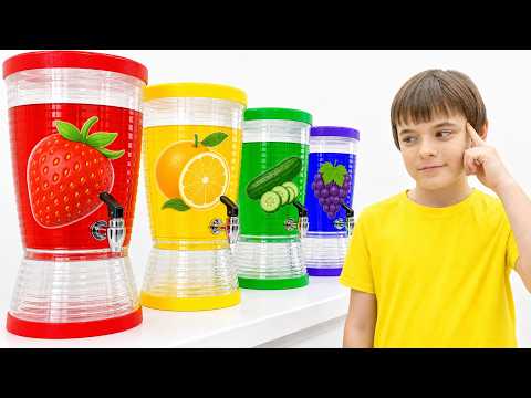 Bogdan and Anabella Make Colorful Fruits Water Drinks