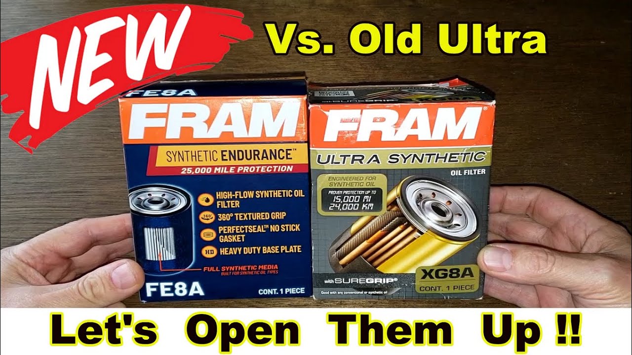 New Fram Endurance Oil Filter FE8A Cut Open vs. Old Fram Ultra Oil Filter  XG8A Cut Open Comparison - YouTube