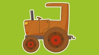 Coches y tractores infantiles. Dibujos animados de coches para niños