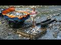 [TIMELAPSE] Girl Trap Fish Stream Simple And Most Effective / Harvesting A Lot Of Fish Go To Sell