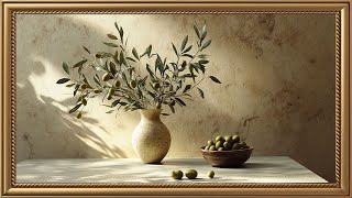 Still Life Painting of Olives TV Art | TV Screensaver | Gold Frame Painting  TV Wallpaper | 2 HRS 4K