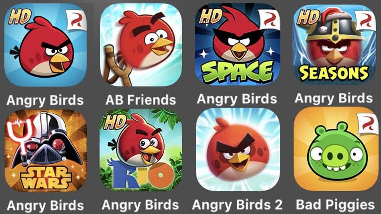 Angry Birds,Angry Birds Friends,Angry Birds Space,AB Seasons,AB Star Wars 2,Angry Birds Rio,AB 2