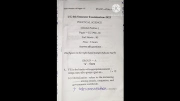 +3 4th Semester | Core - 10 | Political science | Question paper | Core 10 Political science |