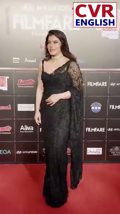 Kajol's GORGEOUS look in black saree at 70th Hyundai Filmfare Awards with Gujarat Tourism |CVR Eng