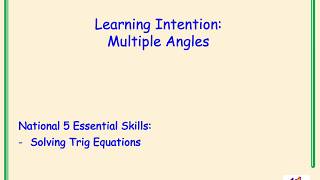 Higher Mathematics The Wave Function Video 3 - Multiple Angles and the Wave Function
